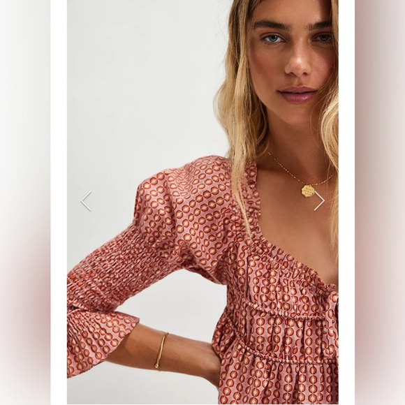 FREE PEOPLE STAR DIP MINI DRESS Prairie, Coastal, Western Loose Fit sz Med *NEW* - Picture 3 of 16